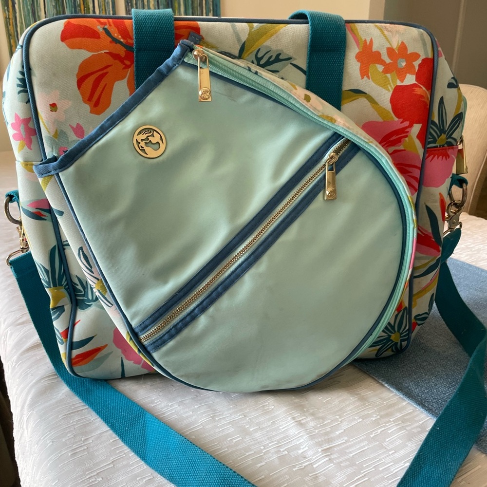 Spartina Floral Blue Women's Tennis Bag